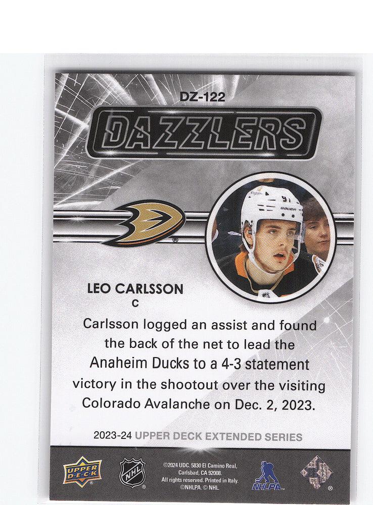 2023-24 Upper Deck Extended Dazzler Dz-122 Rookie Rc Leo Carlsson