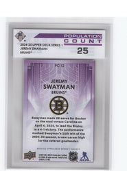 2024-25 Upper Deck Series 1 Population Count 25 Jeremy Swayman