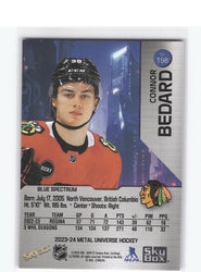 2023-24 Skybox Metal Universe Blue Spectrum #198 Rookie Rc Connor Bedard