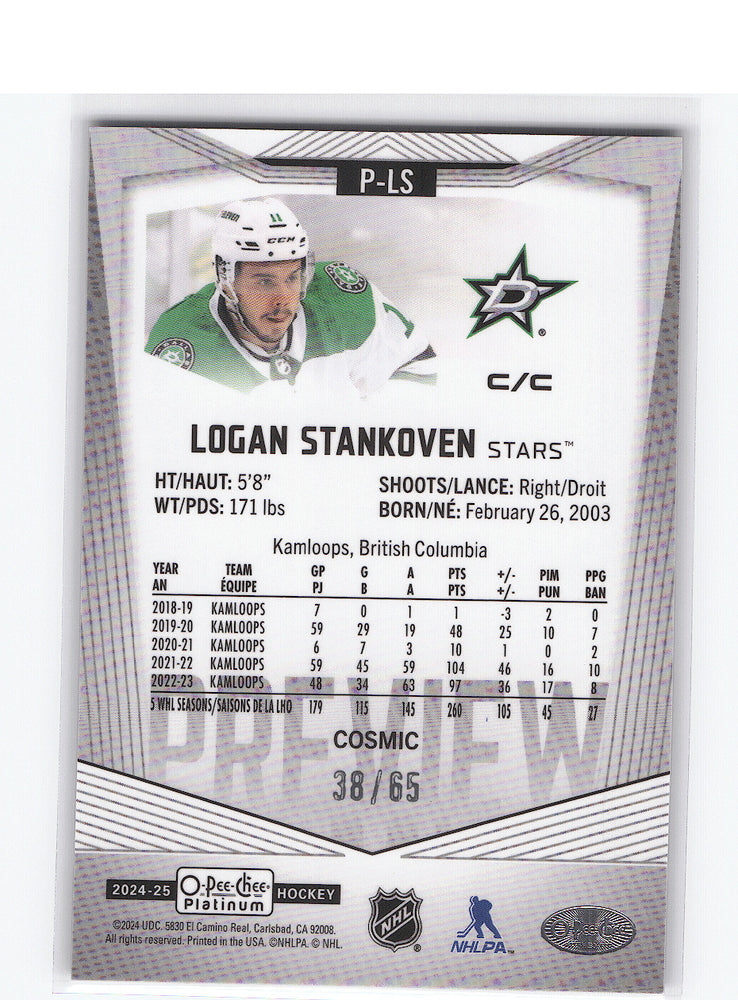 2024-25 Upper Deck O-Pee-Chee Platnium Marquee Rookie - Cosmic P-Ls Rookie Rc Logan Stankoven /85