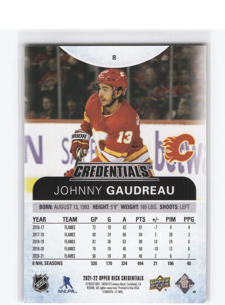 2021-22 Upper Deck Credentials #8 Johnny Gaudreau /299