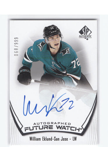 2021-22 Upper Deck Sp Authentic Autographed Future Watch #177 Rookie Rc Auto William Eklund /999