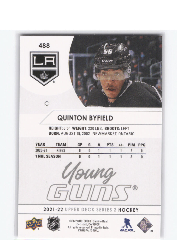 2021-22 Upper Deck Series 2 Young Guns #488 Rookie Rc Quinton Byfield