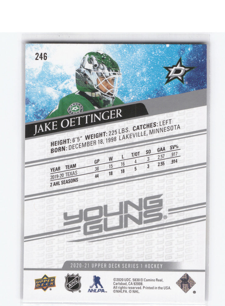 2020-21 Upper Deck Series 1 Young Guns #246 Rookie Rc Jake Oettinger