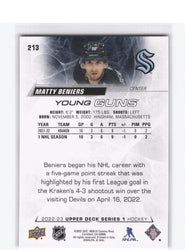 2022-23 Upper Deck Series 1 Young Guns #213 Rookie Rc Matty Beniers