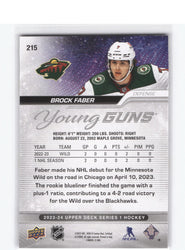 2023-24 Upper Deck Series 1 Young Guns #215 Rookie Rc Brock Faber
