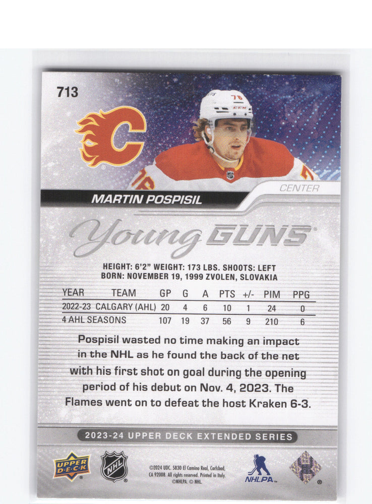 2023-24 Upper Deck Extended Series Young Guns Deluxe #713 Rookie Rc Martin Pospisil /250