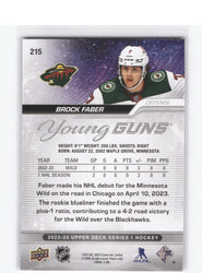 2023-24 Upper Deck Series 1 Young Guns #215 Rookie Rc Brock Faber