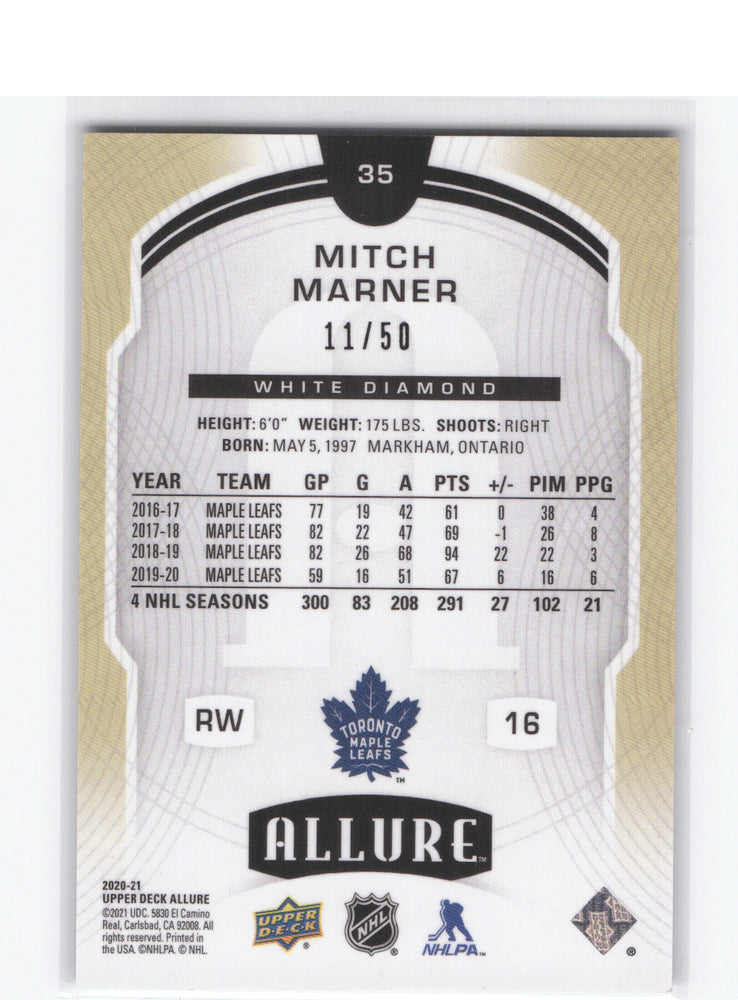 2020-21 Upper Deck Allure White Diamond #35 Mitch Marner /50