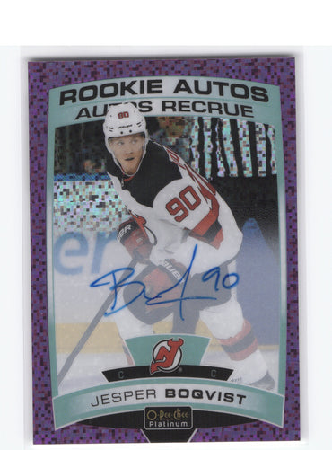 2019-20 O-Pee-Chee Platinum Violet Pixels #R-Bo Rookie Rc Auto Jesper Boqvist