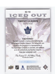 2020-21 Upper Deck Allure Iced Out Blue #Io-19 Rookie Rc Auto Timothy Liljegren