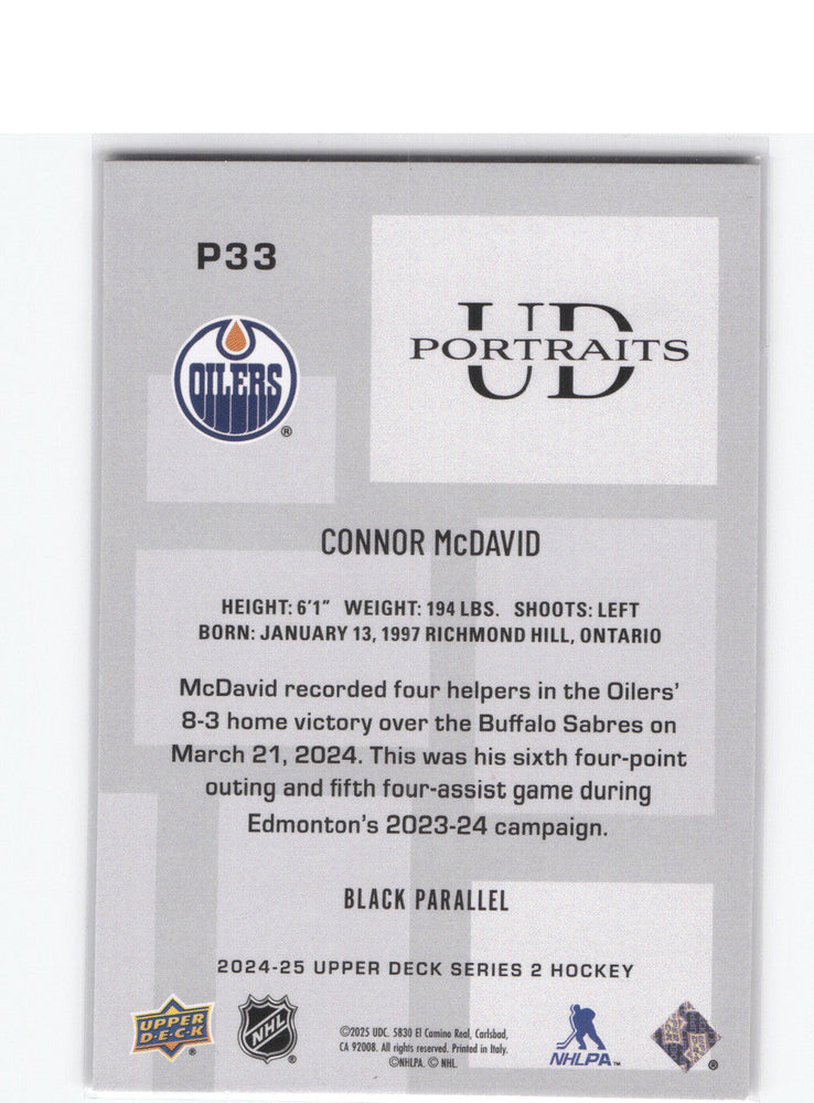 2024-25 Upper Deck Series 2 Ud Portraits Black P33 Connor Mcdavid