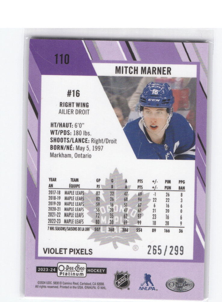 2023-24 Upper Deck O-Pee-Chee Platnium Violet Pixels #110 Mitch Marner /299