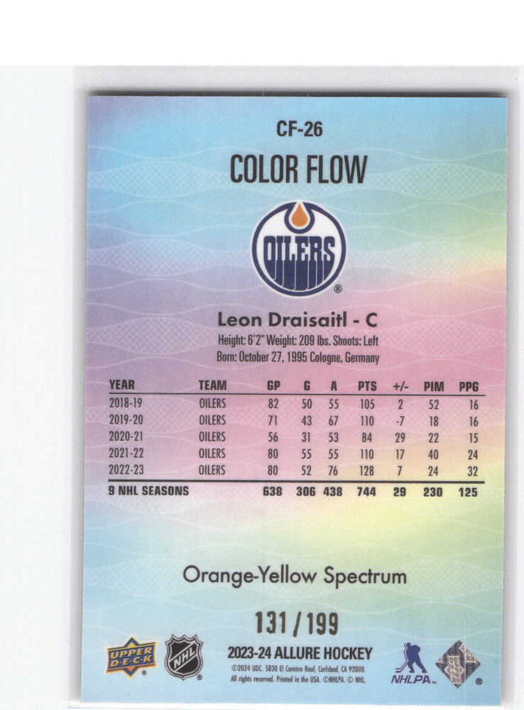 2023-24 Upper Deck Allure Orange-Yellow Color Flow Cf-26 Leon Draisaitl /199