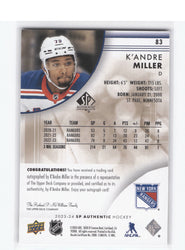 2023-24 Upper Deck Sp Authentic Limited Auto #83 Auto K'Andre Miller