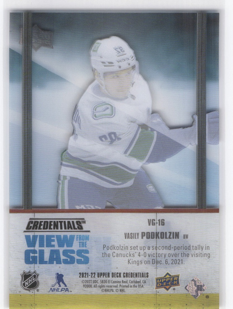 2021-22 Upper Deck Credentials View From The Glass Vg-16 Rookie Rc Vasily Podkolzin