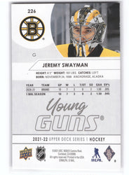 2021-22 Upper Deck Series 1 Young Guns #226 Rookie Rc Jeremy Swayman
