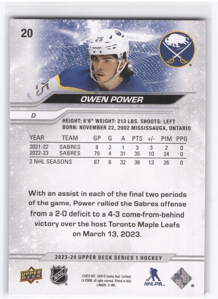 2023-24 Upper Deck Series 1 Outburst #20 Owen Power