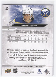 2023-24 Upper Deck Series 1 Outburst #20 Owen Power