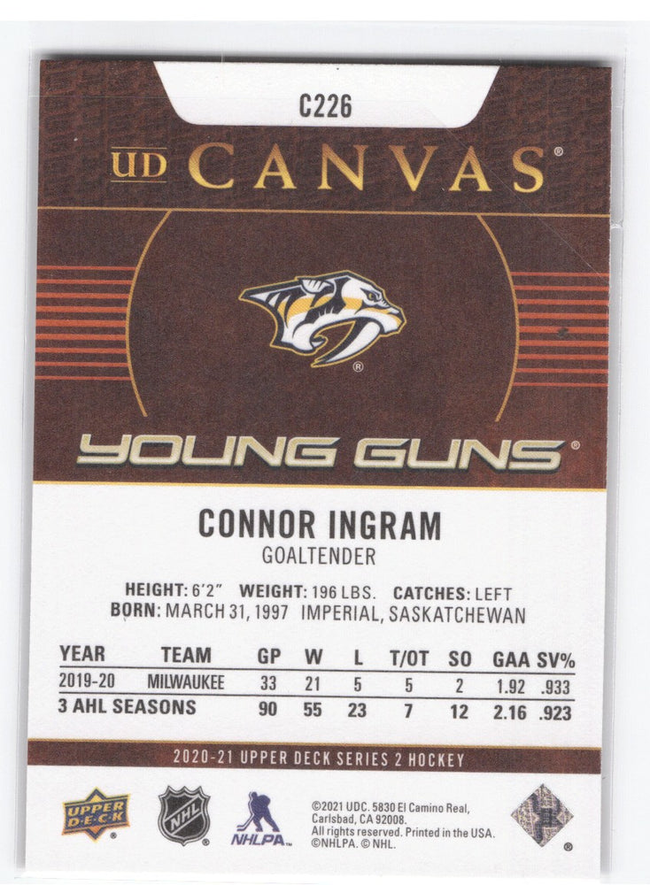 2020-21 Upper Deck Series 2 Young Guns Ud Canvas C226 Rookie Rc Connor Ingram