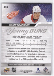 2023-24 Upper Deck Series 1 Young Guns #228 Rookie Rc Simon Edvinsson