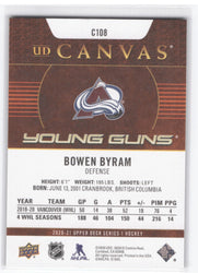 2020-21 Upper Deck Series 1 Young Guns Ud Canvas C108 Rookie Rc Bowen Byram