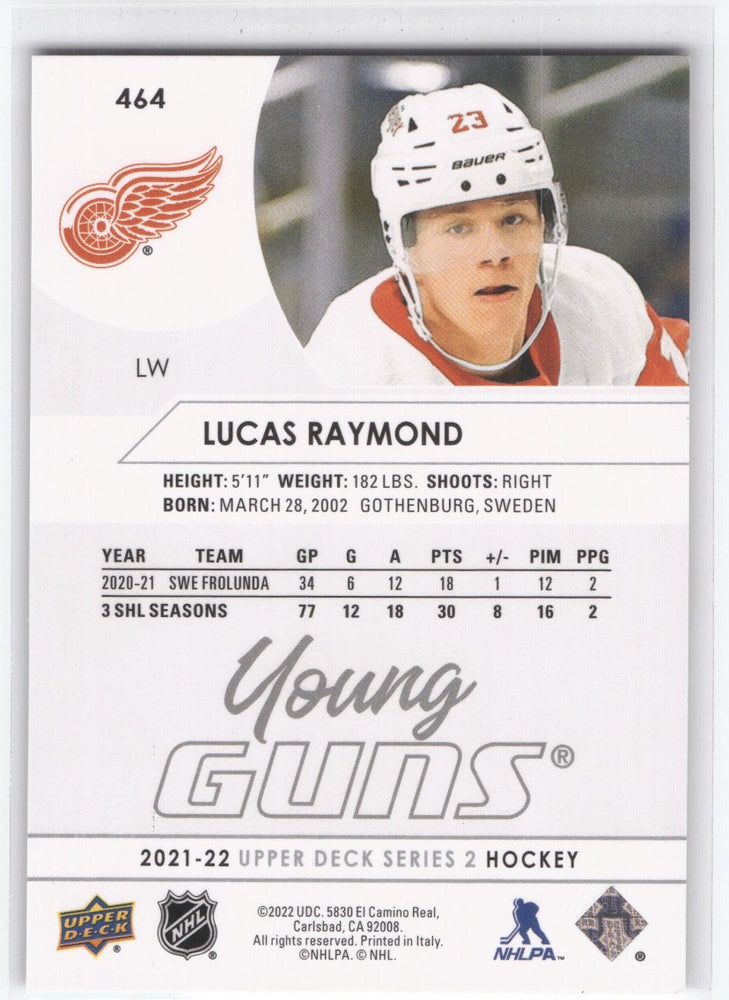 2021-22 Upper Deck Series 2 Young Guns #464 Rookie Rc Lucas Raymond