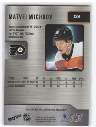 2024-25 Skybox Metal Universe Hockey Base Rookie #139 Rookie Rc Matvei Michkov