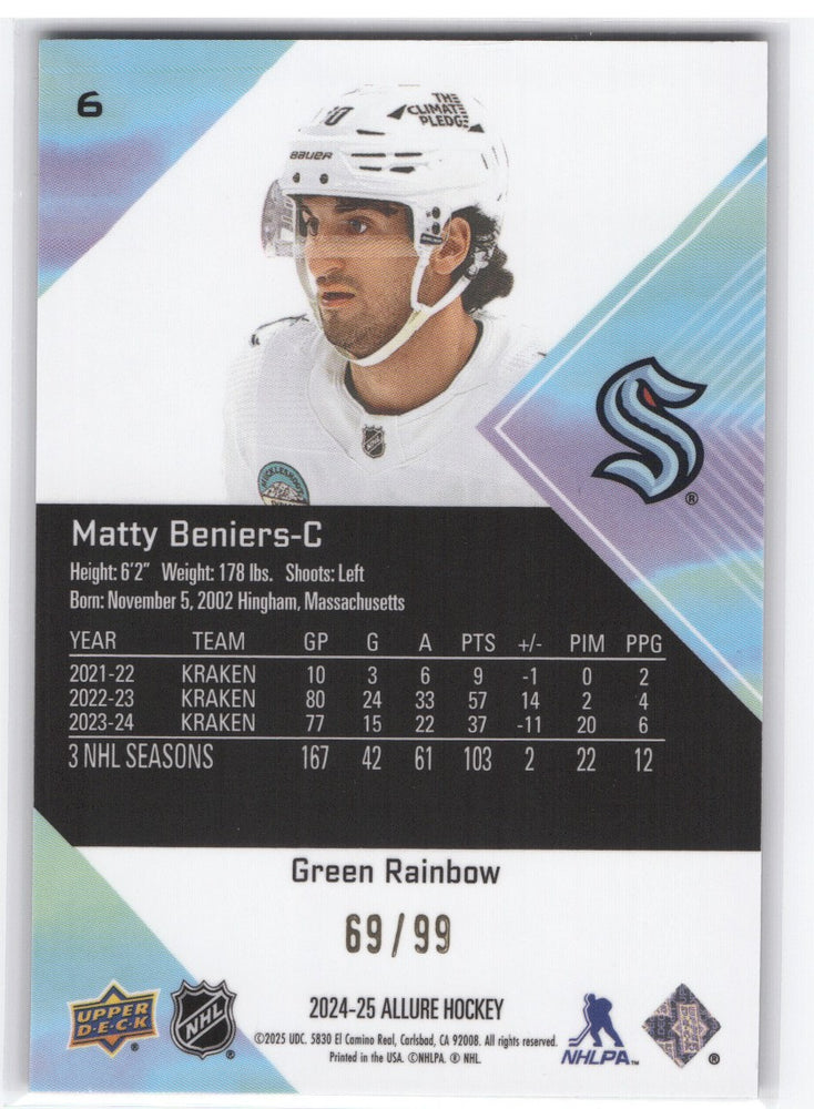 2024-25 Upper Deck Allure Green Rainbow 69/99 #6 Matty Beniers /99