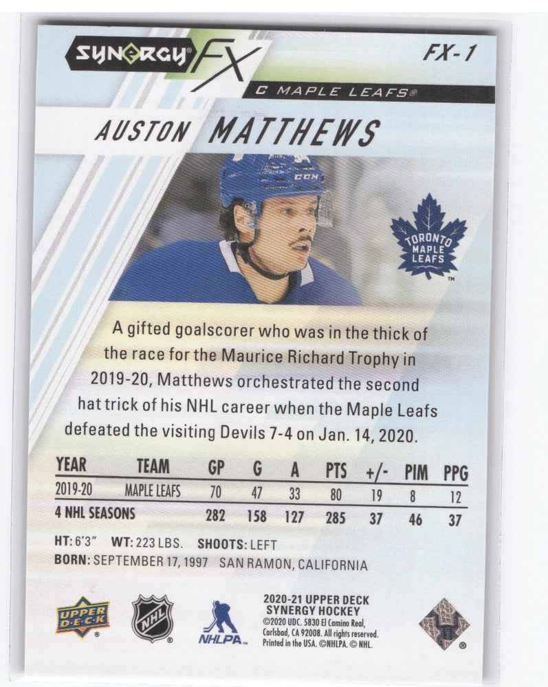2020-21 Upper Deck Synergy Synergy Fx Fx-1 Auston Matthews /349