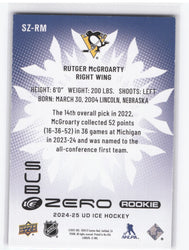 2024-25 Upper Deck Ud Ice Hockey Sub Zero Sz-Rm Rookie Rc Rutger Mcgroarty /499