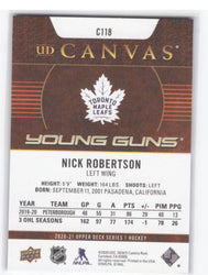 2020-21 Upper Deck Series 1 Young Guns Ud Canvas C118 Rookie Rc Nick Robertson