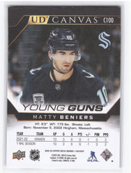 2022-23 Upper Deck Series 1 Young Guns Ud Canvas Black&White C100 Rookie Rc Matty Beniers