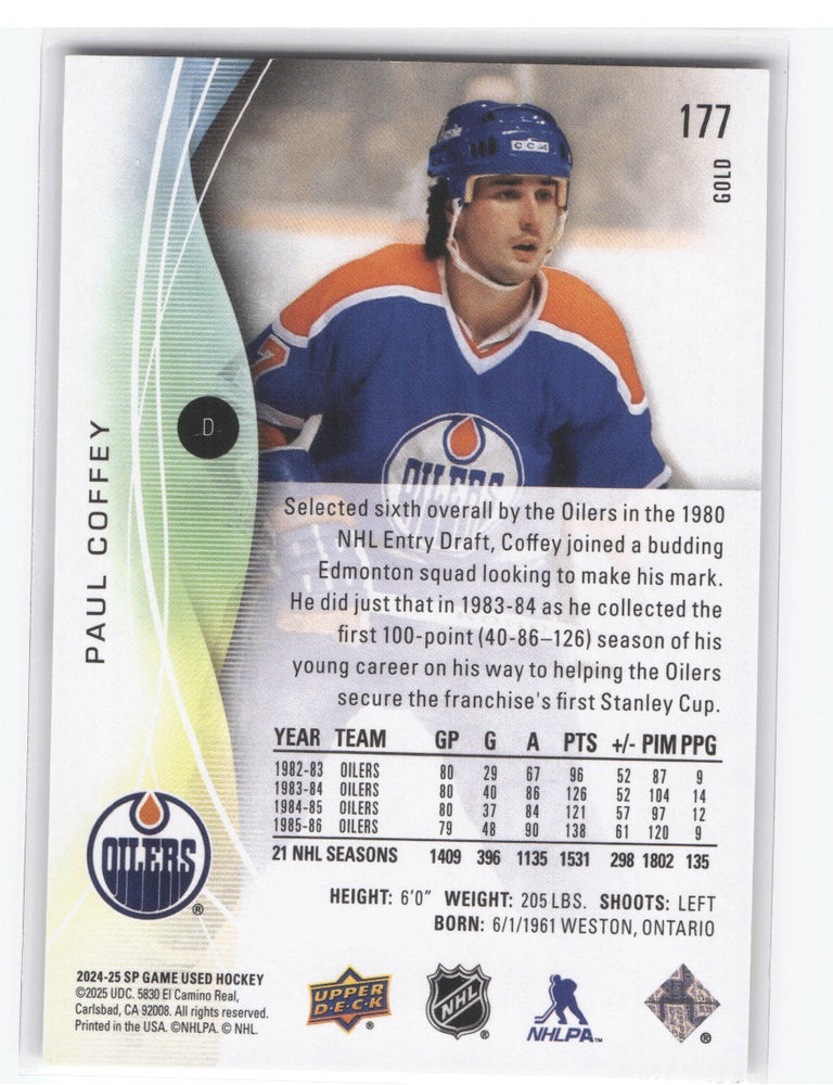 2024-25 Upper Deck Sp Game Used Gold #177 Paul Coffey /149