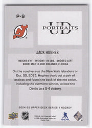 2024-25 Upper Deck Series 1 Ud Portraits Black P-9 Jack Hughes