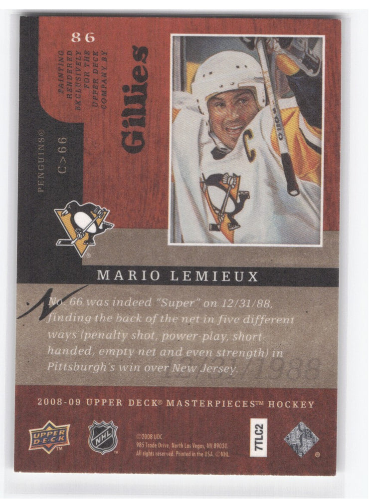 2008-09 Upper Deck Masterpieces Hockey Gillies #86 Mario Lemieux