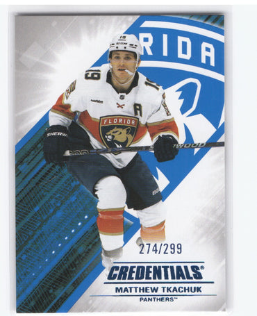 2024-25 Upper Deck Credentials Hockey Blue #19 Matthew Tkachuk /299