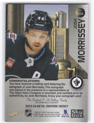 2023-24 Skybox Metal Universe Hockey Auto #54 Auto Josh Morrissey