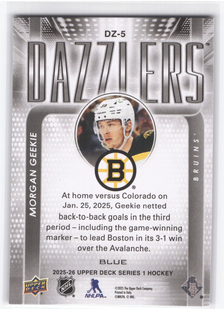 2025-26 Upper Deck Series 1 Dazzlers Dz-5 Morgan Geekie