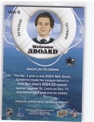 2024-25 Upper Deck Series 2 Welcome Aboard Speckled Wa-8 Rookie Rc Macklin Celebrini