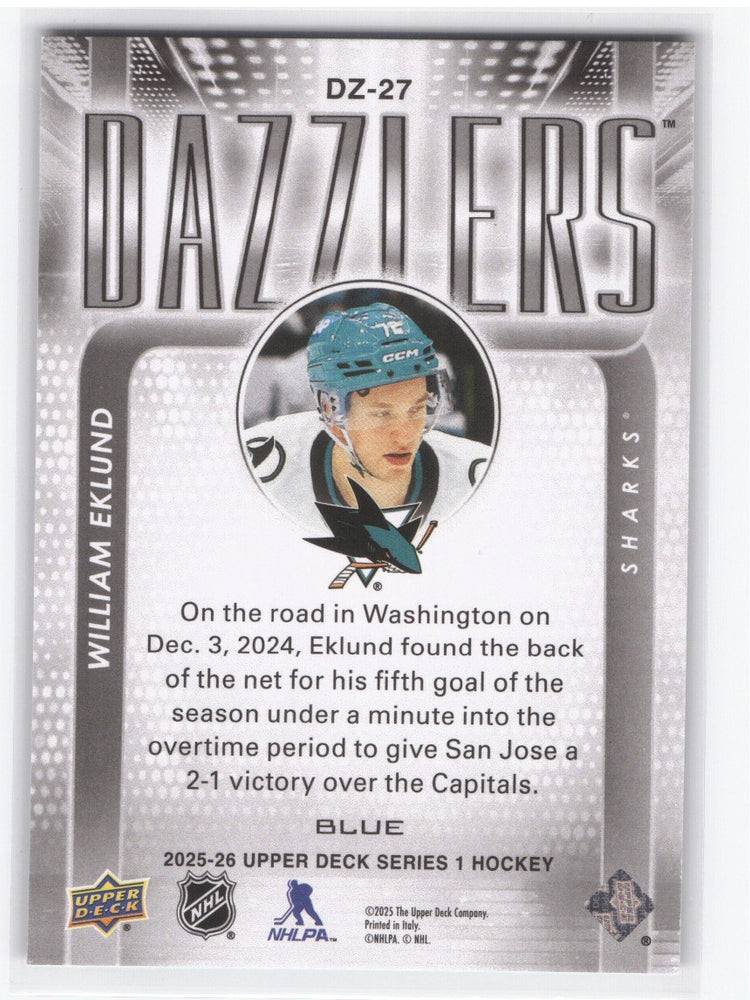 2025-26 Upper Deck Series 1 Dazzlers Dz-27 William Eklund
