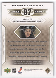 2006 Upper Deck Phenomenal Beginning Scores Game-Winning Goal #17 Rookie Rc Sidney Crosby