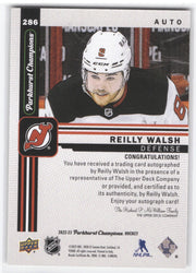 2022-23 Upper Deck Parkhurst Champions Rookie Auto #286 Rookie Rc Reilly Walsh