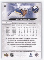 2023-24 Upper Deck Series 1 Exclusives #17 Tage Thompson /100