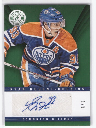 2013-14 Panini Totally Certified Hockey Green Auto 1/5 Ts-Rnh Rookie Rc Ryan Nugent-Hopkins /5