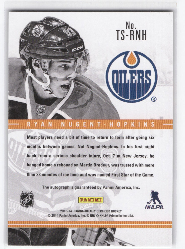 2013-14 Panini Totally Certified Hockey Green Auto 1/5 Ts-Rnh Rookie Rc Ryan Nugent-Hopkins /5
