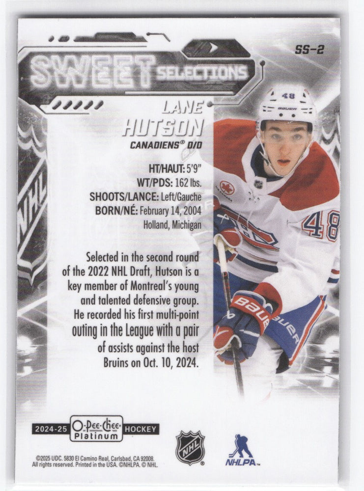 2024-25 Upper Deck O-Pee-Chee Platinum Sweet Selections Ss-2 Rookie Rc Lane Hutson