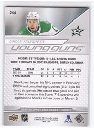 2024-25 Upper Deck Series 1 Young Guns #244 Rookie Rc Logan Stankoven