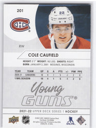 2021-22 Upper Deck Series 1 Young Guns #201 Rookie Rc Cole Caufield