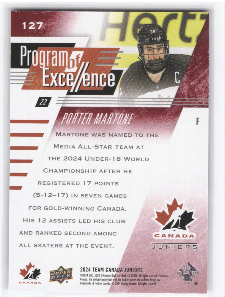 2024 Upper Deck Team Canada Juniors Program Of Excellence #127 Porter Martone /100